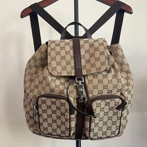 Gucci Monogram Jackie Canvas Backpack Authentic Great Condition